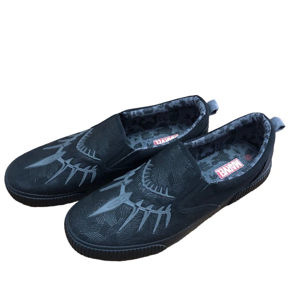 Marvel Black Panther Sneakers Low Top Slip On Black Athleisure Mens 12 - Picture 5 of 10